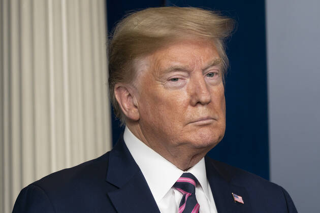 April 24, 2020, Washington, District of Columbia, USA: United States President Donald Trump participates in a news briefing with members of the Coronavirus Task Force at the White House in Washington, DC on April 24, 2020. .Credit: Pool via CNP Washington USA - ZUMAs152 20200424_zaa_s152_085 Copyright: xChrisxKleponisx