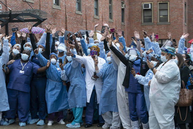 Daily life in New York amid COVID-19 pandemic Nurses, doctors, medical staff attend mayor Bill de Blasio and first lady Chirlane McCray thanking for their work during COVID-19 at Kings County Hospital New York New York United States Copyright: LevxRadin