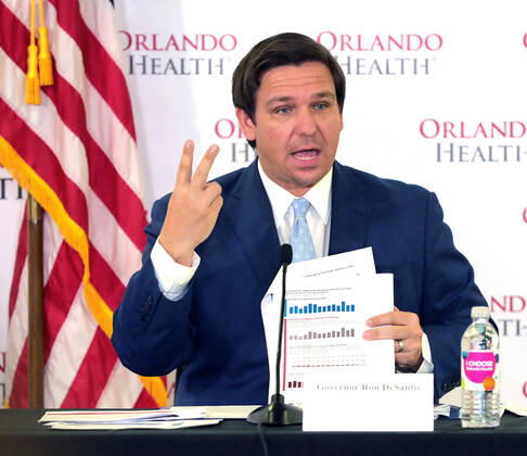 April 26, 2020, Orlando, FL, USA: Florida Gov. Ron DeSantis answers a question during a press briefing on the state s status in the coronavirus crisis, at Orlando Health s Orlando Regional Medical Center, Sunday, April 26, 2020. Orlando USA - ZUMAm67_ 20200426_zaf_m67_005 Copyright: xJoexBurbankx