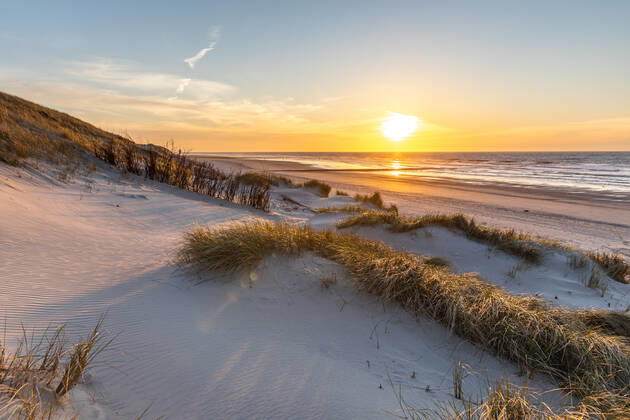 Norderney 15 APR 2020 Sunset in the dunes on the north beach of Norderney EAST FRIESLAND East Frisian Islands Copyright: JanisMEYER Priller&MAUG JMY00G290X