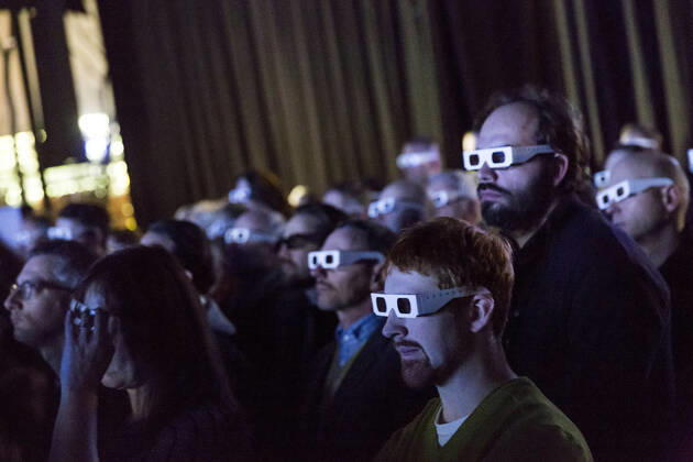 19 Concert Spectators with 3D glasses, Kraftwerk on the first evening of their 3D concert series The catalogue 1 2 3 4 5 6 7 8 live at the New National Gallery on 06 January 2015 in Berlin With the appearance of Kraftwerk, the New National Gallery says goodbye to the building, which will be closed from January onwards for Copyright: xPOP-EYEx xBenxKriemannx 10006071_Kraftwerk_0030