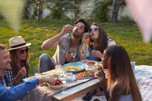 picnic,friends,bubble wand,garden party mmq-tsy,model released, Symbolfoto