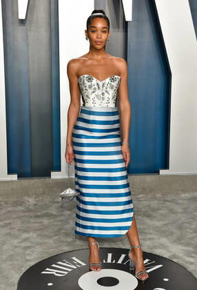 Laura Harrier arriving at the Vanity Fair Oscar Party in Beverly Hills, California - Feb 9, 2020 - Vanity Fair Oscar Party 2020, Beverly Hills California United States Wallis Annenberg Center for the  Copyright: xOConnor-Arroyox h_00619167