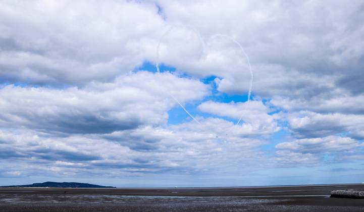 EDITORIAL USE ONLY Red Bull Matadors Aerobatic Display Over The East Coast of Ireland 2 7 2020 Pictured today at Sandymount, the Red Bull Matadors piloted by Paul Bonhomme & Steve Jones, took to the skies to perform a thrilling aerobatic display along the east coast of Ireland GivesYouWings The Red Bull Matadors 2 7 2020 Copyright: x INPHO BillyxSticklandx 0047500528st