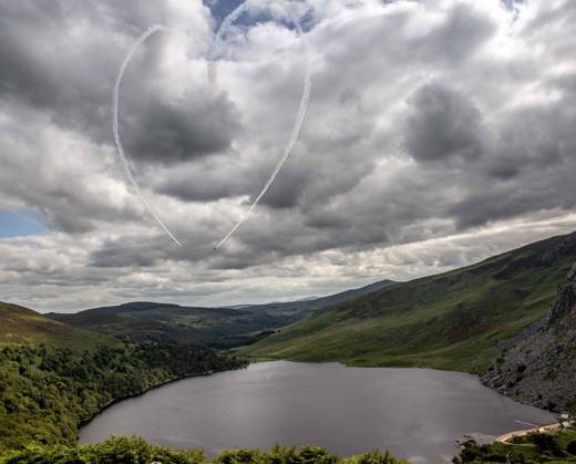 EDITORIAL USE ONLY Red Bull Matadors Aerobatic Display Over The East Coast of Ireland 2 7 2020 Pictured today at Lough Tay, the Red Bull Matadors piloted by Paul Bonhomme & Steve Jones, took to the skies to perform a thrilling aerobatic display along the east coast of Ireland GivesYouWings The Red Bull Matadors 2 7 2020 Copyright: x INPHO MorganxTreacyx 0047500538st