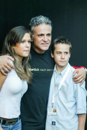 Nino de Angelo presentation Back to Front Gloria Theater by daughter Louisa Gorgoglione, the German pop singer Nino de Angelo and son Luca Gorgoglione at the Gloria Theater to present his new CD Back to Front, Cologne North Rhine-Westphalia Germany Copyright: ZIKxImages UnitedArchives00017362 EDITORIAL USE ONLY