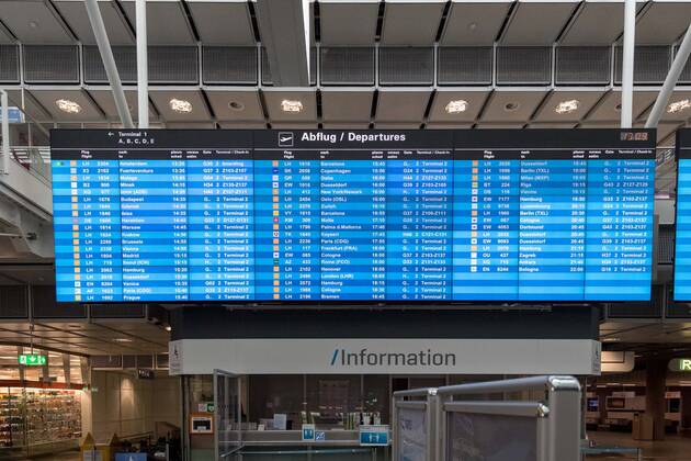 Effects Corona Munich Airport In picture Display board with departures Departure in Terminal 1 Munich Airport Munich Bayer Germany Copyright: Passion2Press MarkusxFischerx