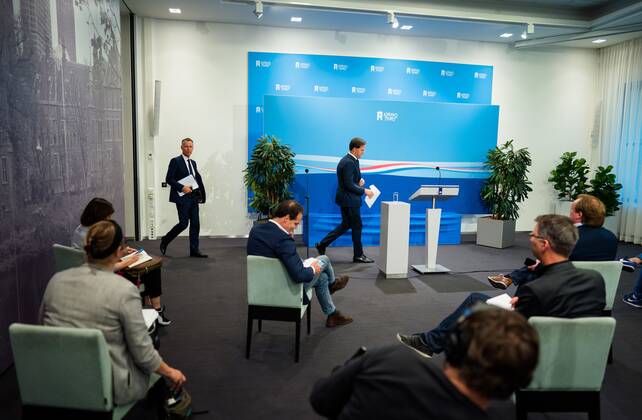 THEN HAAG Prime Minister Mark Rutte at his press conference after the weekly ANP BART Council of Ministers MEASURES Copyright: xHollandsexHoogtex xxANPx x417367575x