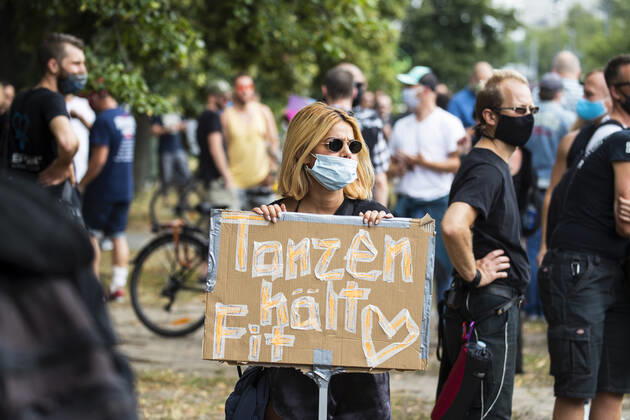 People take part in a protest for the event industry in Berlin on 24 July 2020 Operators of the industry lament almost 6 months of unemployment and lack of revenue due to measures to limit the spread of Coronavirus 3 Demonstration of the event industry in Berlin