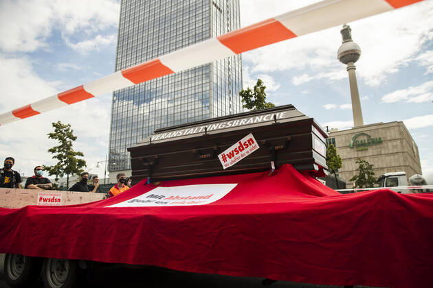 People take part in a protest for the event industry in Berlin on 24 July 2020 Operators of the industry lament almost 6 months of unemployment and lack of revenue due to measures to limit the spread of Coronavirus 3 Demonstration of the event industry in Berlin