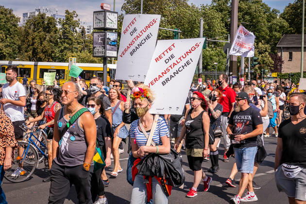 24 07 2020,Berlin,Germany,GER,Demo Saves the event industry For the third time now, players in the sector are loudly bringing their concerns onto the streets of Berlin