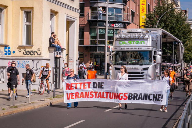 24 07 2020,Berlin,Germany,GER,Demo Saves the event industry For the third time now, players in the sector are loudly bringing their concerns onto the streets of Berlin