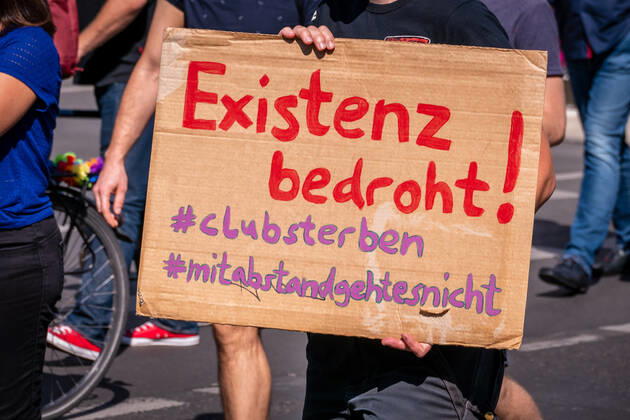 24 07 2020,Berlin,Germany,GER,Demo Saves the event industry For the third time now, actors in the sector are loudly bringing their concerns onto the streets of Berlin, threatening the very existence of the city
