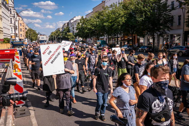 24 07 2020,Berlin,Germany,GER,Demo Saves the event industry For the third time now, players in the sector are loudly bringing their concerns onto the streets of Berlin