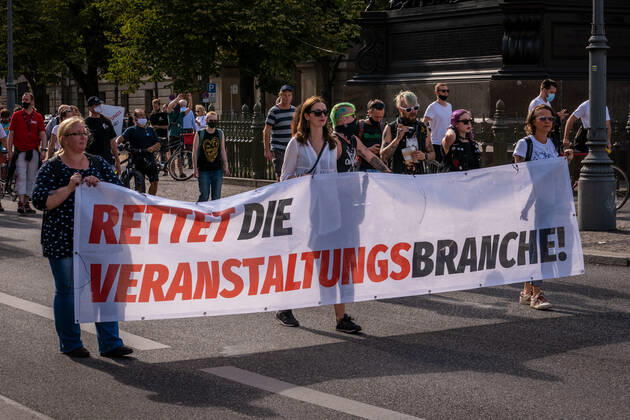 24 07 2020,Berlin,Germany,GER,Demo Saves the event industry For the third time now, players in the sector are loudly bringing their concerns onto the streets of Berlin