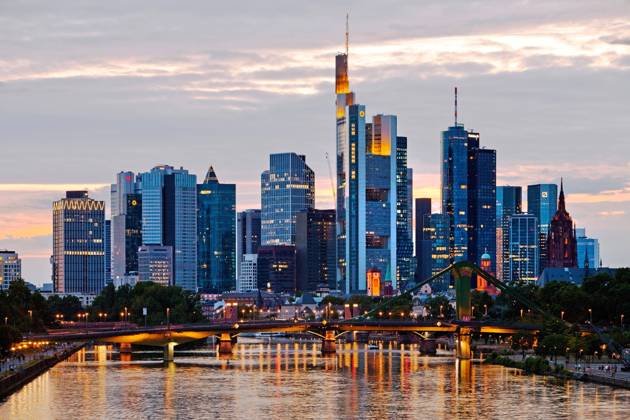City view in the evening with the Main and financial district, Germany, Hesse, Frankfurt am Main cityscape in the evening with the Main and financial district , Germany, Hesse, Frankfurt am Main BLWS624330 Copyright: xblickwinkel S.xZiesex