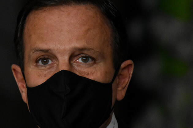 SÃO PAULO, SP - 31.07.2020: COLETIVA DE IMPRENSA JOÃO DORIA COVID19 - João Doria, (PSDB) Governor of São Paulo, during a press conference on measures to combat the Coronavirus, (COVID-19) this Friday, (31) at the Palácio dos Bandeirantes. During the press conference, Governor João Doria (PSDB) spoke about the invitation he received from President Jair Bolsonaro, (Without a Party) to visit the Ribeira Valley, and about the Coronavirus vaccine (COVID-19). x1943949x RobertoxCasimiro