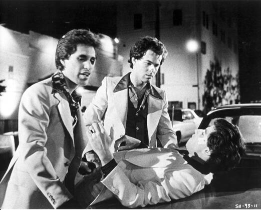 SATURDAY NIGHT FEVER , JOHN TRAVOLTA, ? Date: 1977. Strictly editorial use only in conjunction with the promotion of the film. Credit line mandatory. This image is copyright of the film company and is supplied under the terms of issue as film still. No commercial or book cover use permitted without prior consent from the film company.  Mandatory credit line: Image courtesy Robert Stigwood Organization Paramount Pictures Ronald Gra