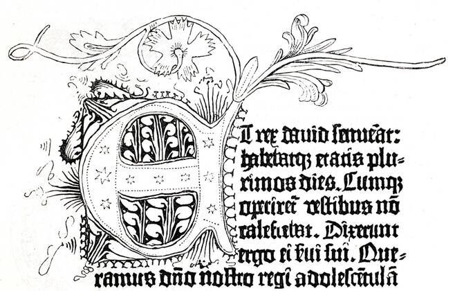 Facsimile from the first Gutenberg Bible, 42 lines Historical illustration from Otto von Leixner Illustrated history of German literature Leipzig and Berlin 1880, first volume Copyright: imageBROKER/olf ibxfra05847519.jpg