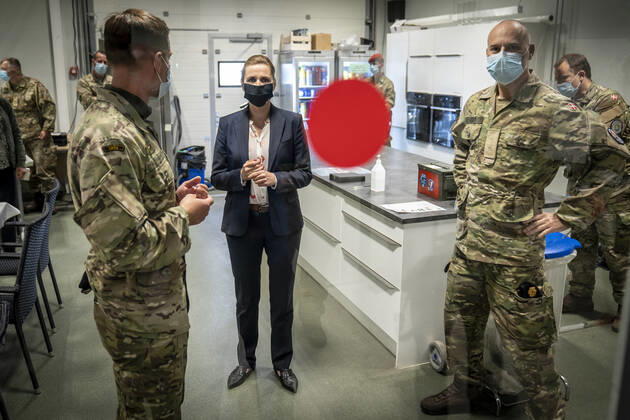 Prime Minister Mette Frederiksen S will be shown around during her visit to Danish soldiers at Tapa Army Base in Estonia, Friday 11 September 2020, Denmark Copyright: RitzauxScanpix MadsxClausxRasmussenx COP201 spdk20200911-202155-L