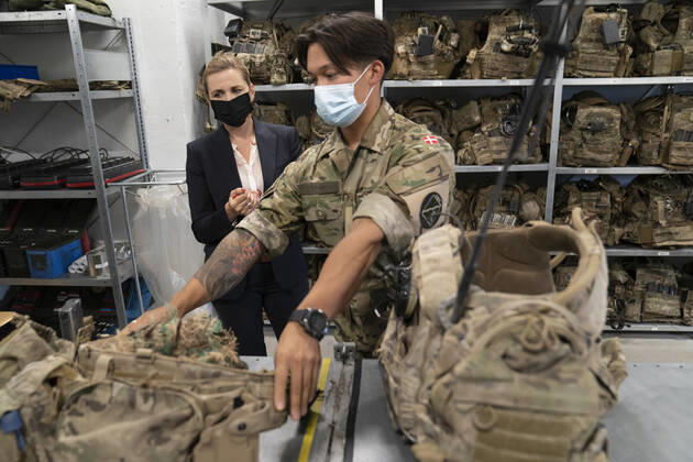 Prime Minister Mette Frederiksen S will be shown around during her visit to Danish soldiers at Tapa Army Base in Estonia, Friday 11 September 2020, Denmark Copyright: RitzauxScanpix MadsxClausxRasmussenx COP201 spdk20200911-202212-L
