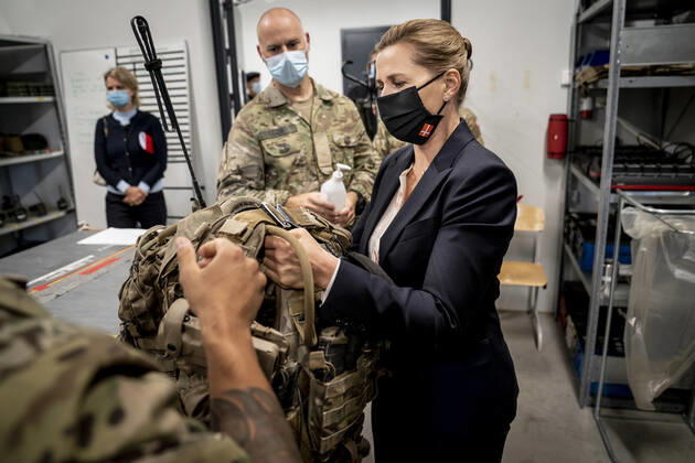 Prime Minister Mette Frederiksen S will be shown around during her visit to Danish soldiers at Tapa Army Base in Estonia, Friday 11 September 2020, Denmark Copyright: RitzauxScanpix MadsxClausxRasmussenx COP201 spdk20200911-202217-L