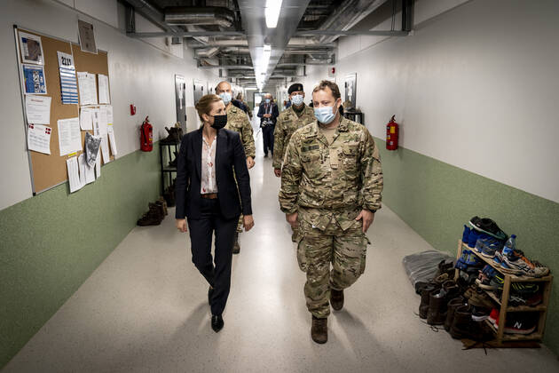 Prime Minister Mette Frederiksen S will be shown around during her visit to Danish soldiers at Tapa Army Base in Estonia, Friday 11 September 2020, Denmark Copyright: RitzauxScanpix MadsxClausxRasmussenx COP201 spdk20200911-202232-L