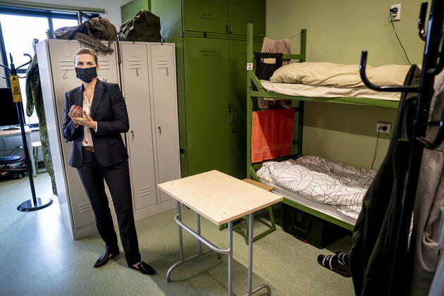 Prime Minister Mette Frederiksen S will be shown around during her visit to Danish soldiers at Tapa Army Base in Estonia, Friday 11 September 2020, Denmark Copyright: RitzauxScanpix MadsxClausxRasmussenx COP201 spdk20200911-202237-L