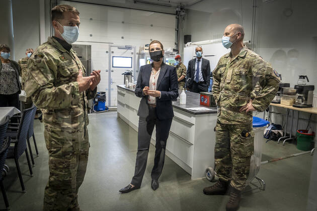 Prime Minister Mette Frederiksen S will be shown around during her visit to Danish soldiers at Tapa Army Base in Estonia, Friday 11 September 2020, Denmark Copyright: RitzauxScanpix MadsxClausxRasmussenx COP201 spdk20200911-202243-L