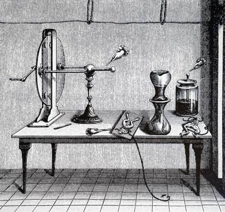 Engraving depicting Luigi Galvani s (1737- 1798) investigation of the behaviour of muscles stimulated by electricity WorldxHistoryxArchive 917_36_WHA_144_0038
