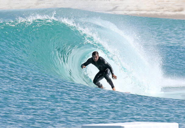 PICTURE SHOWS: The original, larger Surf Lakes wave generator. ..... STORY: (1 Oct) Australian company Surf Lakes have created a smaller version of their amazing wave generator suitable for urban areas. The firm behind unique concentric wave making technology has launched a new product model designed to suit reduced-sized footprints and with a view to targeting the beginner to intermediate surfing market. While still producing up to 2000 waves per hour (like its larger sibling formerly 5 Waves now known as the Surf Lakes XL model) the new Surf Lakes model requires only two hectares (five acres) of land for construction, therefore has the potential to be built in areas closer to higher population densities where larger land ho Copyright: xDanyxTaylorx 40905647 EDITORIAL USE ONLY. NOT FOR USE BY NEWSPAPERS BASED IN THE UK.
