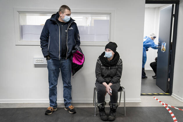 Jeanett Andersen is vaccinated in the new Covid 19 vaccination center which has opened at Slagelse Hospital, Thursday 7 January 2021, Slagelse Denmark  Copyright: RitzauxScanpix MadsxClausxRasmussenx cop103 spdk20210107-153854-L