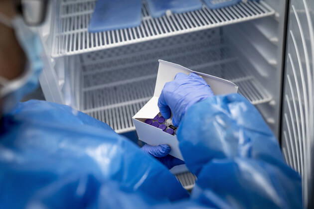 Vaccines are being refrigerated at the new Covid 19 vaccination center, which has opened at Slagelse Hospital, Thursday 7 January 2021, Slagelse Denmark  Copyright: RitzauxScanpix MadsxClausxRasmussenx cop103 spdk20210107-154506-L