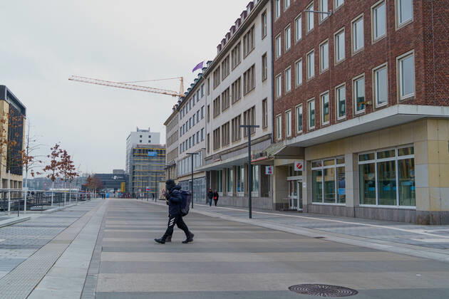 Kiel city centre during Corona Lockdown in January 2021 largely empty streets Kiel city centre during Corona Lockdown in January 2021 largely empty streets , Kiel Schleswig Holstein Germany city centre