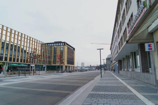 Kiel city centre during Corona Lockdown in January 2021 largely empty streets Kiel city centre during Corona Lockdown in January 2021 largely empty streets , Kiel Schleswig Holstein Germany city centre