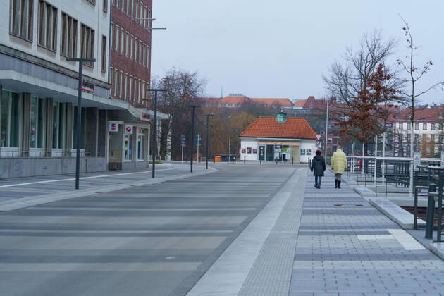 Kiel city centre during Corona Lockdown in January 2021 largely empty streets Kiel city centre during Corona Lockdown in January 2021 largely empty streets , Kiel Schleswig Holstein Germany city centre
