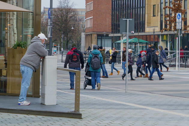 Kiel city centre during Corona Lockdown in January 2021 largely empty streets Kiel city centre during Corona Lockdown in January 2021 largely empty streets , Kiel Schleswig Holstein Germany city centre