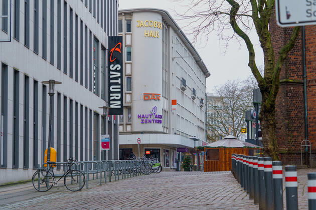 Kiel city centre during Corona Lockdown in January 2021 largely empty streets Kiel city centre during Corona Lockdown in January 2021 largely empty streets , Kiel Schleswig Holstein Germany city centre