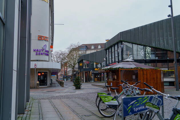 Kiel city centre during Corona Lockdown in January 2021 largely empty streets Kiel city centre during Corona Lockdown in January 2021 largely empty streets , Kiel Schleswig Holstein Germany city centre
