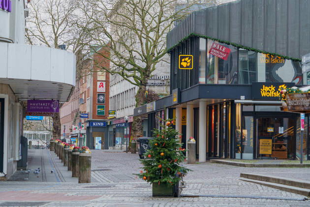 Kiel city centre during Corona Lockdown in January 2021 largely empty streets Kiel city centre during Corona Lockdown in January 2021 largely empty streets , Kiel Schleswig Holstein Germany city centre