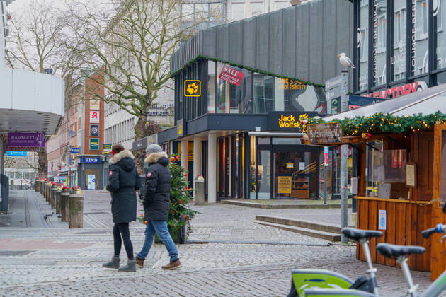 Kiel city centre during Corona Lockdown in January 2021 largely empty streets Kiel city centre during Corona Lockdown in January 2021 largely empty streets , Kiel Schleswig Holstein Germany city centre