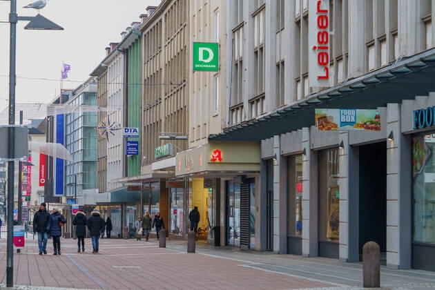 Kiel city centre during Corona Lockdown in January 2021 largely empty streets Kiel city centre during Corona Lockdown in January 2021 largely empty streets , Kiel Schleswig Holstein Germany city centre