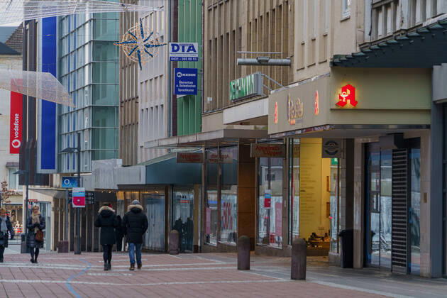 Kiel city centre during Corona Lockdown in January 2021 largely empty streets Kiel city centre during Corona Lockdown in January 2021 largely empty streets , Kiel Schleswig Holstein Germany city centre