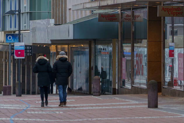 Kiel city centre during Corona Lockdown in January 2021 largely empty streets Kiel city centre during Corona Lockdown in January 2021 largely empty streets , Kiel Schleswig Holstein Germany city centre