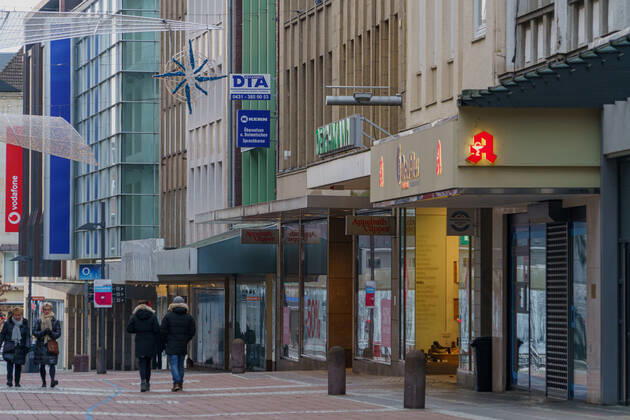 Kiel city centre during Corona Lockdown in January 2021 largely empty streets Kiel city centre during Corona Lockdown in January 2021 largely empty streets , Kiel Schleswig Holstein Germany city centre