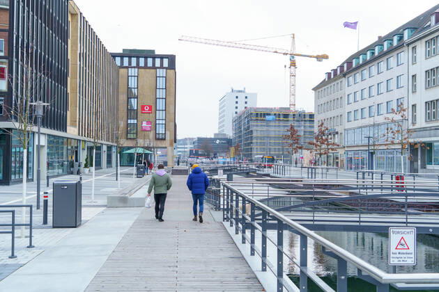Kiel city centre during Corona Lockdown in January 2021 largely empty streets Kiel city centre during Corona Lockdown in January 2021 largely empty streets , Kiel Schleswig Holstein Germany city centre