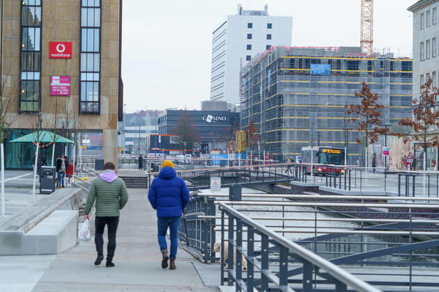 Kiel city centre during Corona Lockdown in January 2021 largely empty streets Kiel city centre during Corona Lockdown in January 2021 largely empty streets , Kiel Schleswig Holstein Germany city centre