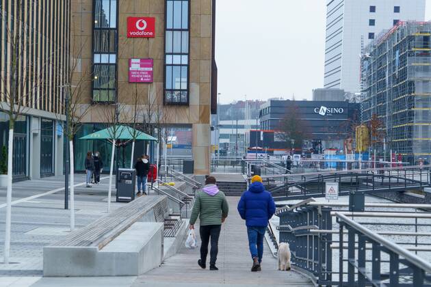 Kiel city centre during Corona Lockdown in January 2021 largely empty streets Kiel city centre during Corona Lockdown in January 2021 largely empty streets , Kiel Schleswig Holstein Germany city centre