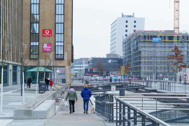 Kiel city centre during Corona Lockdown in January 2021 largely empty streets Kiel city centre during Corona Lockdown in January 2021 largely empty streets , Kiel Schleswig Holstein Germany city centre