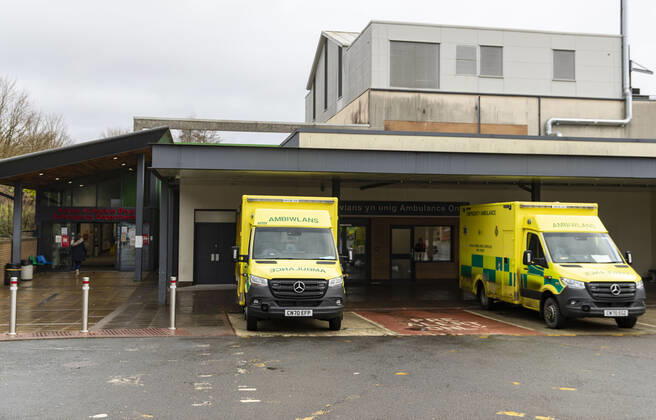 January 11, 2021, Newport, Wales, United Kingdom: A view of an ambulance parked at Morrison Hospital in Wales. Newport United Kingdom - ZUMAs197 20210111_zab_s197_006 Copyright: xMayxJamesx
